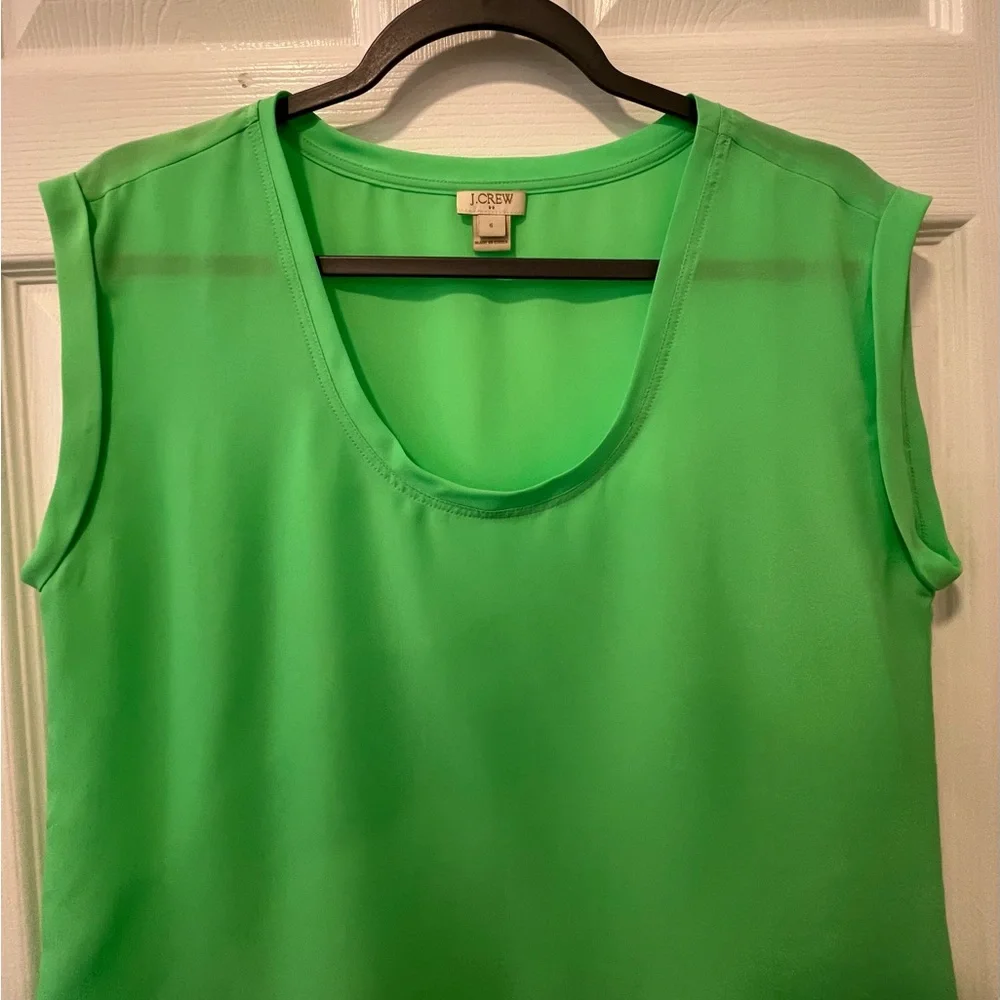 J. Crew Women Size 6 Kelley Green Sleeveless Pullover Oversized Blouse Top